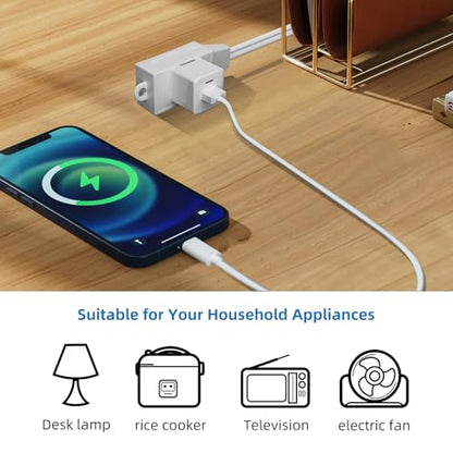 TiFFCOFiO Indoor Extension Cord, 2 Prong 15 Feet Extension Cord, 3 Polarized Outlets with Safety Slide Windows,13A/1625W, 16 AWG, 2 Packs - size: 15FT 2 Packs