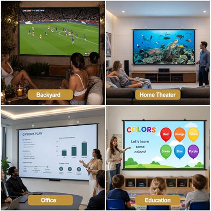100 inch Fixed Frame Projector Screen, Outdoor Indoor Movie Projector Screen, Wrinkle-Free Large Hanging Projection Screen for Room Wall, Theater, Camping, Backyard, 4K HD 16:9