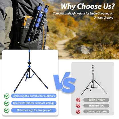 Light Stand Photography, 6.5ft/200cm Removable Center Column Tripod Stand | 2-in-1 Portable Aluminum Tripod Light Stand with Storage Bag & Sandbag, for Video Lighting, Flash, Strobe, Softbox - color: Sapphire Blue