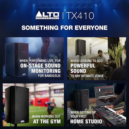 Alto TX410 350W 10" Powered PA Speaker | TWS Bluetooth, 2-Channel Mixer, and Monitor Mode for Bands, DJs, Rehearsals, and Venues - size: 10" PA Speaker
