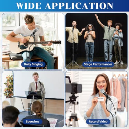 Relaxweex 4 Pcs Tripod Microphone Stand Boom Arm Floor Mic Stand with Carrying Bag and Mic Clips for Singing Stage Wedding Karaoke Church (Flexible Style) - style: Flexible Style