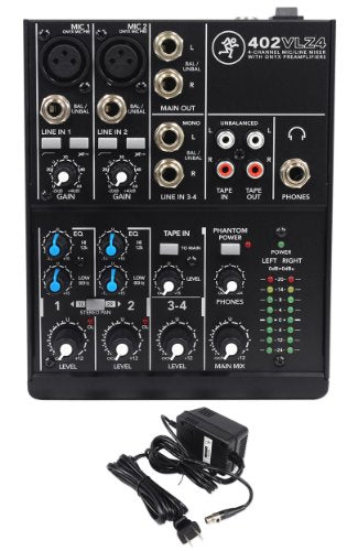 Mackie 402VLZ4, 4-channel Ultra Compact Mixer with High Quality Onyx Preamps | Onyx preamps with 2-band EQ and sealed rotary controls for broadcasting, live events and studio recording - style: 4-Channel