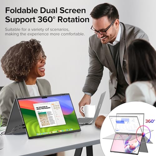 UPERFECT Delta Max 18.5" 100Hz Dual Portable Monitor for Laptop Screen Extender 1080P HDR 360° Folding Stacked Triple Monitor with Stand & VESA for Laptop PC Phone Game Console (No Driver Needed) - size: 18.5"