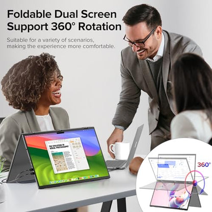 UPERFECT Delta 18.5" 100Hz Touchscreen Dual Portable Monitor, Laptop Screen Extender Stacked Triple Folding Monitor with Stand & VESA for Laptop PC Phone Game Console (No Driver Needed) - size: 18.5