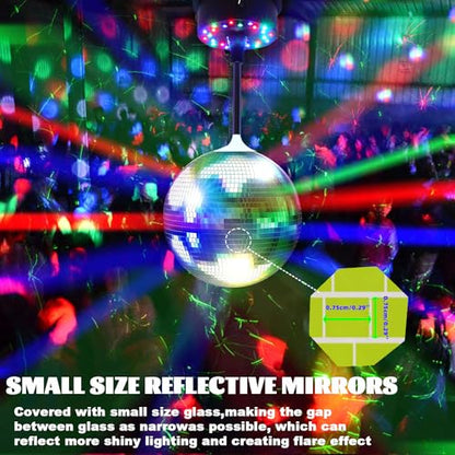 Remote Control 6 Inch Rotating Mirrors Disco Ball Light with 5RPM-9RPM Adjustable Rotary Motor 24 RGB LED Mood Lights Great for Home Party Dance Holiday Christmas Decoration（USB/Battery Powered）