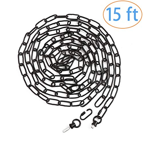 2 Pack 15ft Heavy Duty Chain for Light Fixture, Pendant Light Extra Chain Permits Installation of Chain-Hung Fixtures on High Ceilings with Max Fixture Weight of 65 Pounds, Black, L0016 - color: Black 15 Ft Chain (2 Pack)