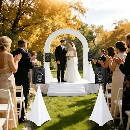 Speaker Stand Cover-Speaker Cloth with 360 Degree Cover, Speaker Tripod Scrim Cover for Speaker/Lighting with Free Travel Bag, 4 Pack White - color: white, size: 4-pack