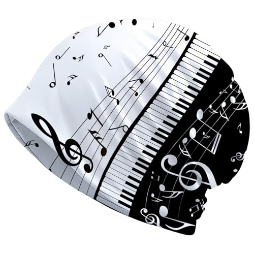 Art Owl Women's Slouchy Beanie Hat Cute Turban Hats Cancer Headwear Caps Baggy Skull Sleep Scarf - color: Musical Notes