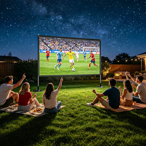 Wootfairy 120inch Portable Projector Screen Stand Heavy Iron Plate Base | Foldable Wrinkle-Free 16:9 4K Front/Rear Projection Movie Screen with Carry Bag for Indoor Outdoor Sport Game Viewing Camping