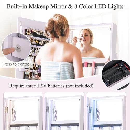 LOKO 360° Swivel Jewelry Cabinet, Lockable Jewelry Organizer (Lavender) - color: Lavender