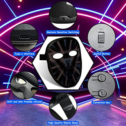 Depointer Life New Led Mask with Rechargeable Bluetooth-compatible App Controlled, Customizable Shining Mask, LED Lighted Face Transforming Masks For unisex-Adult - style: New-rechargeable