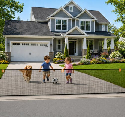 Driveway Net for Kids Safety, 28FT Driveway Ball Stopper Net with Reflective Strips, Outdoor Yard Driveway Barrier for Kids & Pets, (28 Ft Wide 40 Inch Tall) - size: 28 Ft Wide 40 Inch Tall