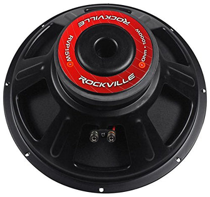 Rockville RVP15W4 1000W Peak / 500W RMS 15" Raw DJ Subwoofer 4 Ohm, 51oz Magnet, 2.5" CCAW Voice Coil, 100dB Sensitivity, Durable Steel Basket, for DJs and Live Events | 1000W Peak, 500W RMS, Replacement Woofer, 2.5" CCAW Voice Coil, Banana Plug Terminals