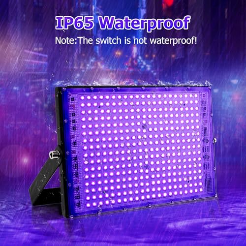 300W LED Blacklight, UV Black Lights for Glow Party, IP65 Waterproof Outdoor UV Floodlight for Black Light Party,Body Painting,Fluorescent Painting,Birthday Parties,Halloween