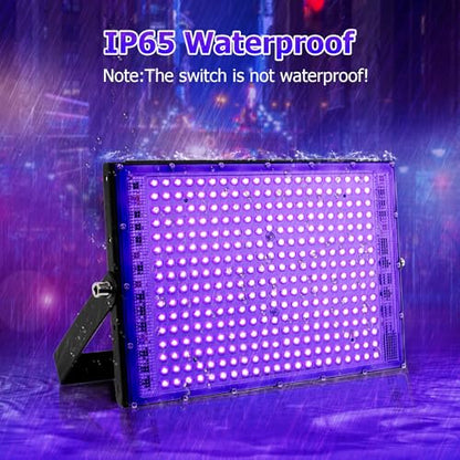 300W LED Blacklight, UV Black Lights for Glow Party, IP65 Waterproof Outdoor UV Floodlight for Black Light Party,Body Painting,Fluorescent Painting,Birthday Parties,Halloween