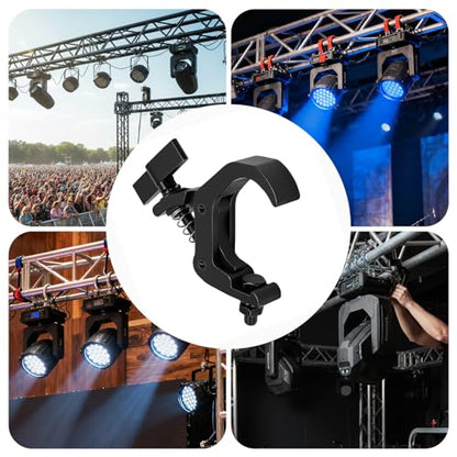 6 PCS Truss Clamp Stage Light Clamps, Professional 1.57-2.36 Inch Black Aluminum Alloy Truss Clamp for Moving Head Stage lighting Fixtures, Fit for 40-60mm OD Tube/Pipe,132lb Load Capacity