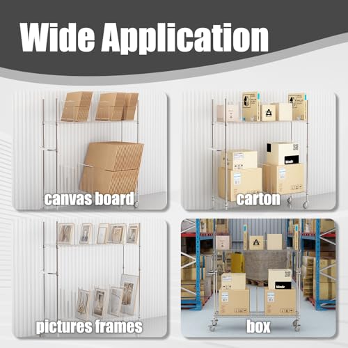 2 Tier Carton Cart Stand, Cardboard Box Stand, Carton Storage Rack | Commercial Carton Cart with Wheels & Dividers, 400lbs Capacity, for Home Supermarket Warehouse, 60"W x 18"D x 69"H