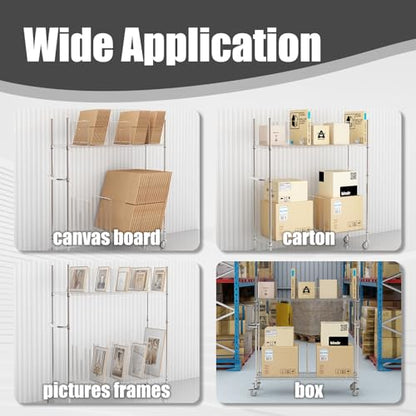 2 Tier Carton Cart Stand, Cardboard Box Stand, Carton Storage Rack | Commercial Carton Cart with Wheels & Dividers, 400lbs Capacity, for Home Supermarket Warehouse, 60"W x 18"D x 69"H