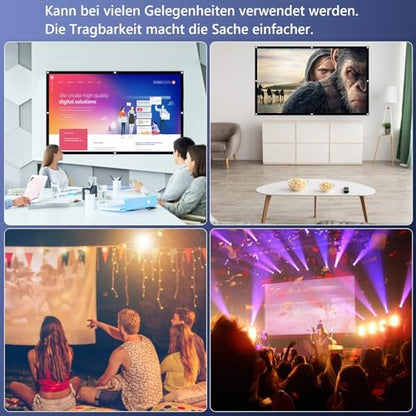Projection Screen 120 inch Outdoor Projector Screens Portable Movie Screen 16:9 Foldable Anti-Crease Projection Screen for Home Theater Outdoor Indoor Support Double Sided Projection