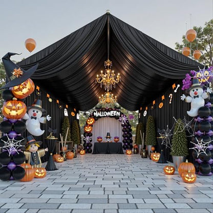 60ftx40ft Black Ceiling Curtain for Wedding Parties - color: Black, size: 60"W x 480"L (Pack of 12)