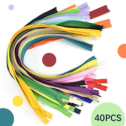 SHRJ 40Pcs Nylon Invisible Sewing Zippers, for DIY Handmade Garment Bags Home Textile Tailor Sewing Craft Sewer Crafter's Special 20 Color (55cm/21.6inch) - style: 55cm/21.6inch