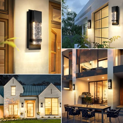 Outdoor Wall Light Fixtures with Crystal Bubble Glass, 10W 3000K | Energy-saving LED, Waterproof & Rust-resistant, Quick & Easy Installation, Modern Design - size: 12in