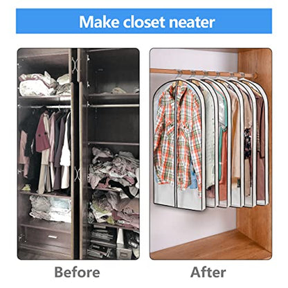 Mskitchen Hanging Clothes Storage with 4" Gusseted Garment Covers (Set of 6) - Clear Suit, Dress, Sweater, Shirt Protectors - 24"x 40"x 4" / 6 Pack - size: 24"x40"x4"/ 6 Pack