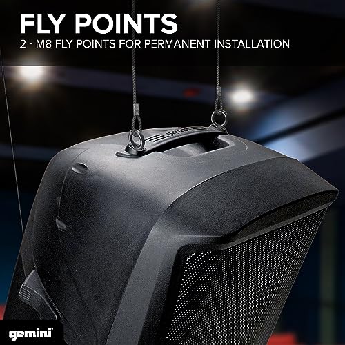 Gemini Sound AS-2115BT-LT Active 2000W Watt Party LED Light 15 Inch Woofer Powered Stage DJ Monitor Bluetooth PA Speaker, Wireless Stereo Pairing, Portable Fly Points | 15" powered PA with beat-synced LED show - XLR/1/4" mic inputs - Bluetooth, USB, SD, F