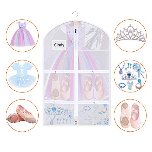 3 Packs Clear PVC Garment Bag, Dance Costume Bags,Foldable 50 Inch Full Zipper Suits Bag, Versatile Hanging Garment Bag with Name Card Pocket and 4 Large Zipper Pockets ,23.6x39inch - size: S: 23.6x39inch