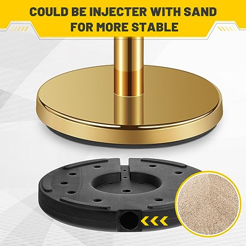 Velvet Ropes and Posts, 4 Stainless Steel Stanchions, Sign Holder, Gold | 2x5 ft Velvet Ropes, Fillable Bases, Sign Holder, Crowd Control Barriers for Red Carpet Events, Hotel, Theater, Weddings - color: Gold