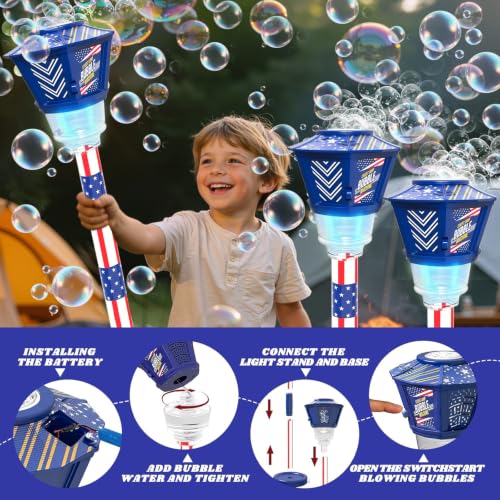 Bubble Machine for Kids Bubble Blower Maker with Lights and Music Automatic Bubble Stand Machine for Parties Birthday Wedding Toddlers Kid Summer Outdoor Toys (Blue) - color: Blue