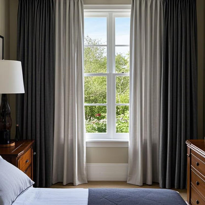 SMILETIME Grey and Dark Grey 52in X 84in Velvet Curtains with Grommet, Thermal Insulated Super Soft Privacy Noise Reducing Velvet Curtains for Living Room, 4 Panels