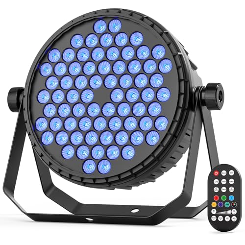 Stage Par Lights, 72 LEDs RGB Par Can Uplights with Dynamic Vortex Stage Effects, Remote LED Uplight Controlled by DMX512 Sound Activated for Parties, Wedding, DJ, Events, Church, Indoor