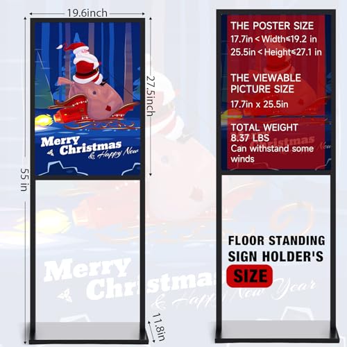 Blulu 4 Pcs Sign Stand Holder, 19.6"x 27.5" Double Sided Metal Wedding Sign Stand, Heavy Duty Floor Standing Poster Holder, Outdoor Banner Stands with Non Slip Mat for Board and Foam Display (Black) - color: black