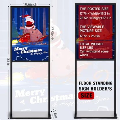 Blulu 4 Pcs Sign Stand Holder, 19.6"x 27.5" Double Sided Metal Wedding Sign Stand, Heavy Duty Floor Standing Poster Holder, Outdoor Banner Stands with Non Slip Mat for Board and Foam Display (Black) - color: black