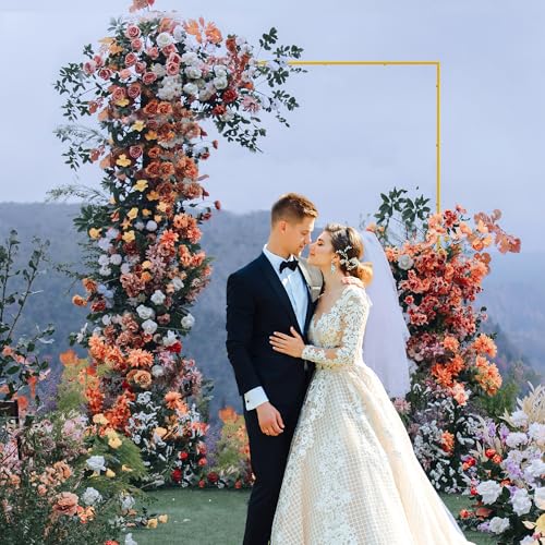 Wokceer Square Wedding Arch Backdrop Stand Gold Metal Arch 7.2FT x 7.2FT - color: Gold, size: 7.2FT x 7.2FT