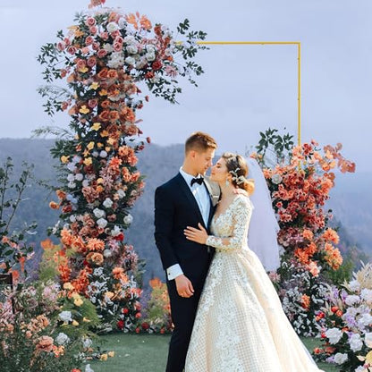Wokceer Square Wedding Arch Backdrop Stand Gold Metal Arch 7.2FT x 7.2FT - color: Gold, size: 7.2FT x 7.2FT
