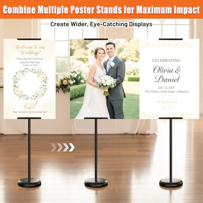 Poster Stand & Sign Holder, Single-Sided Floor Poster Board Stand with Easel Holder, 58" Adjustable Pedestal Sign Stand for Board & Foam Display at Wedding, Restaurant, Business & Events, Black - size: 1 Pack Single-Sided Poster Stand