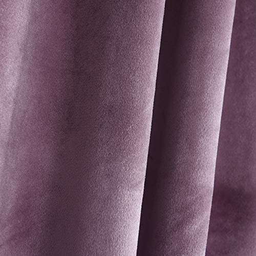 Roslynwood Velvet Lavender Curtain 63 inches Long - Curtains Light Blocking Rod Pocket Thermal Insulated Window Drapes for Dining Room/Living Room, 52Wx63L,2 Panels - color: Lavender, size: 52"W x 63"L (Pack of 2)