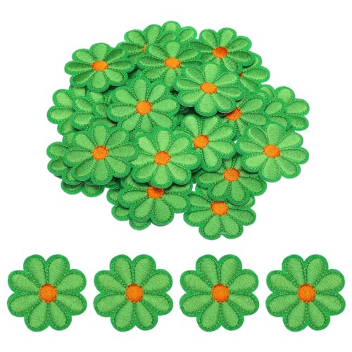 MECCANIXITY Flower Iron-on Patches 90x90mm/3.54x3.54 Pack of 30 Green - color: Green