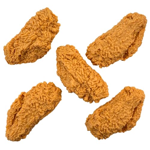 5 Pcs Simulated Chicken Legs Wings Fake Food Model Lifelike Fake Fried Chicken Kitchen Home Party Decoration Display Photography Props (Wings) - color: Wings