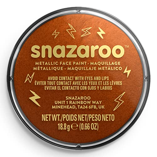 Snazaroo Metallic Face and Body Paint, 18.8g Pot, Copper | Non-Toxic Hypoallergenic, Safe, Washable, Face & Body Paint for Halloween, Cosplay Costumes, Dress Up, Parties and Festivals - color: Copper, style: 18.8g (0.66-oz) Pot