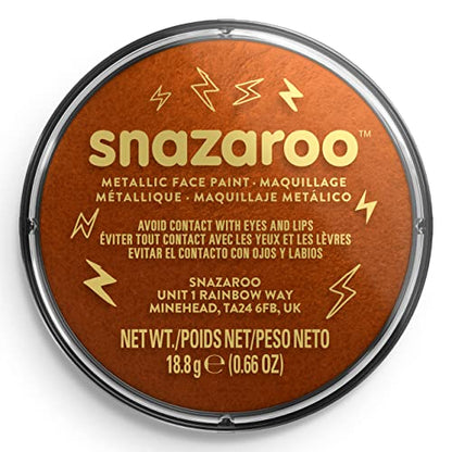 Snazaroo Metallic Face and Body Paint, 18.8g Pot, Copper | Non-Toxic Hypoallergenic, Safe, Washable, Face & Body Paint for Halloween, Cosplay Costumes, Dress Up, Parties and Festivals - color: Copper, style: 18.8g (0.66-oz) Pot
