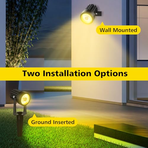 T-SUN Solar Spot Lights Outdoor, Dual Head Solar Spotlights, Warm White - color: Warm White, size: 2-IN-1