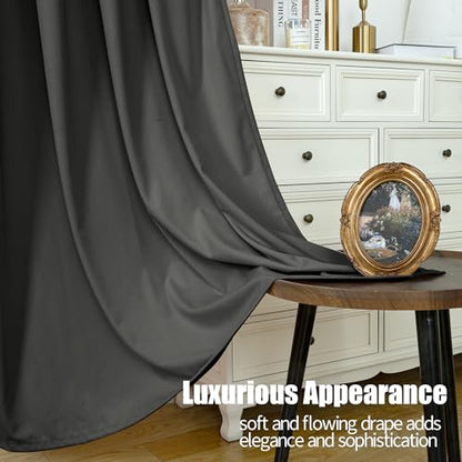 YoungsTex Black Velvet Blackout Curtains with Grommet 84 Inch Long 2 Panels | Room Darkening Drapes for Bedroom Living Room Privacy, 52 X 84 Inch - color: Black, size: 52"W x 84"L (Pack of 2)