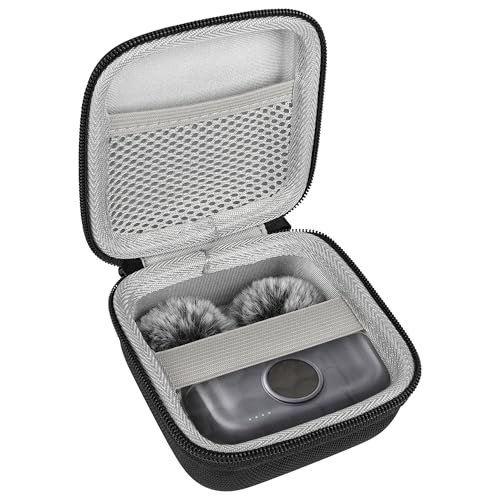 Geekria for Creators Microphone Carrying Case Compatible with Hollyland Lark M2, LarkA1, Maono WaveT5, Rode Wireless Micro Charging Case, Mic Hard Shell Travel Bag with Cable Storage (Black)