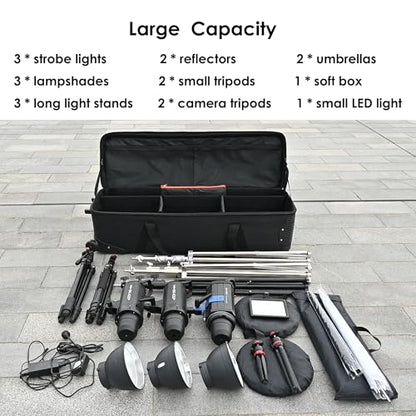 MagicLine Studio Trolley Case 47.2x15x13 in, Rolling Camera Bag with Wheels - size: 47.2" without side pocket