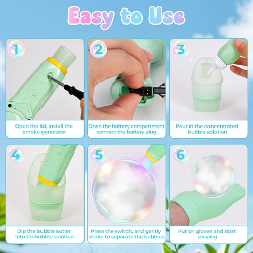Smoke Bubble Machine, Elastic Bubble Fog Wand, Rechargeable Fog Bubble Machine with Lights & Sound, for Parties Outdoor Interactive Fun (Green) - color: Green