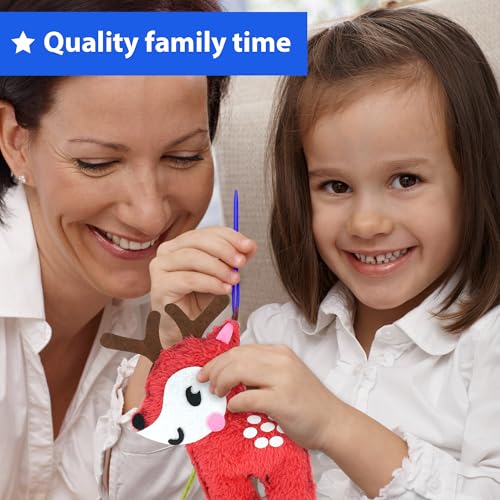 KRAFUN Woodland Animal Sewing Kit for Kids Ages 6+ | 8 Dolls | Sew 8 woodland animals: Bear, Bunny, Fox & Owl. Instructions & felt included. Beginner gift for girls & boys - color: Woodland Animal