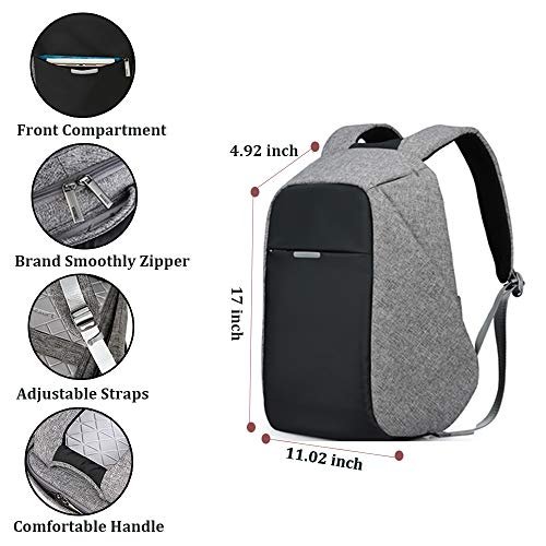 oscaurt Anti Theft Backpack 15.6 Inch Laptop Travel Backpack with Hidden Zipper and USB Charging Port Waterproof Business Computer Bag for Men & Women - color: Dark Grey
